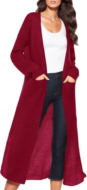 2023 Women Cardigans Trendy Lightweight Coat Fall Long Sleeve Open Front Cardigan Drape Long Cardigan Jackets with Pockets