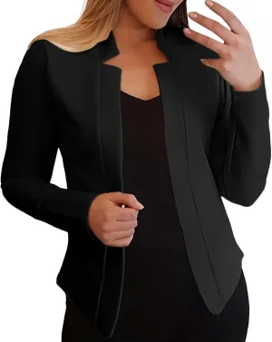 2023 Women Petite Blazers Trendy Casual Puff Sleeve Bolero Shrug Open Front Fall Cropped Suit Jackets Stylish Cardigan Coats