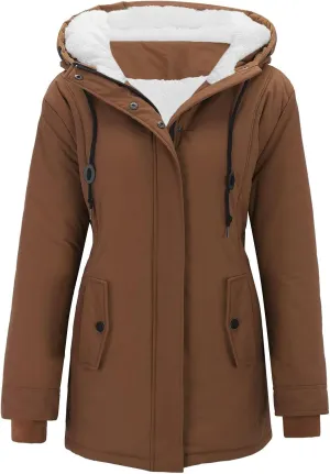 2024 Women Plus Size Winter Overcoat Jacket Thick Outwear Lined Hooded Coat Warm Trench 2024 Women Lightweight