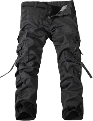 Athletic Joggers Sweatpants with 6 Pockets Men's Sweatpants with Pockets Solid Fleece Heavyweight Long Overalls Casual Hip Hop Cargo Pants Mens Sweatpants with Zipper Pockets ZXUS0215-SALE1666 Black