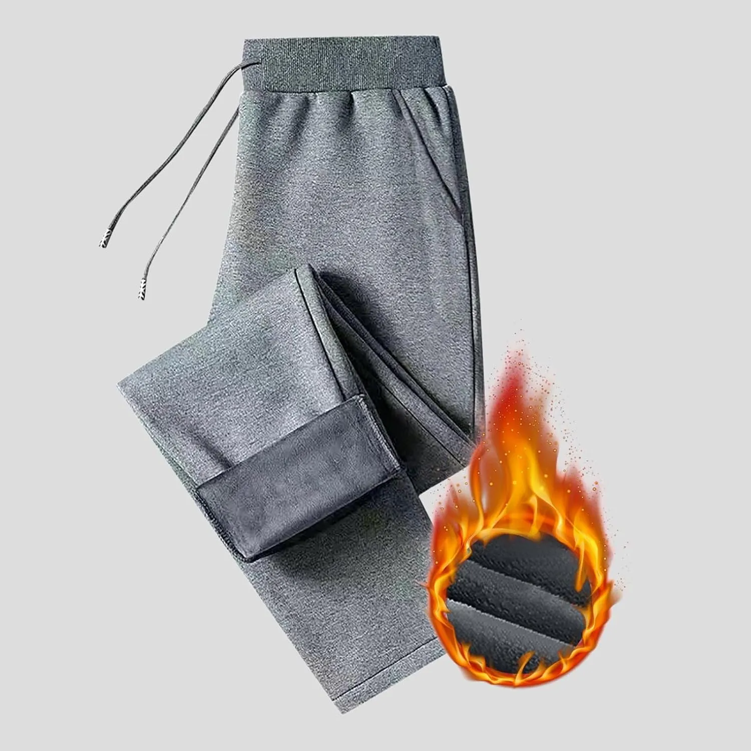 BIFUTON Fleece Lined Pants Men,Men's Winter Fleece Pants Sherpa Lined Sweatpants Drawstring Athletic Jogger Pants with Pocket