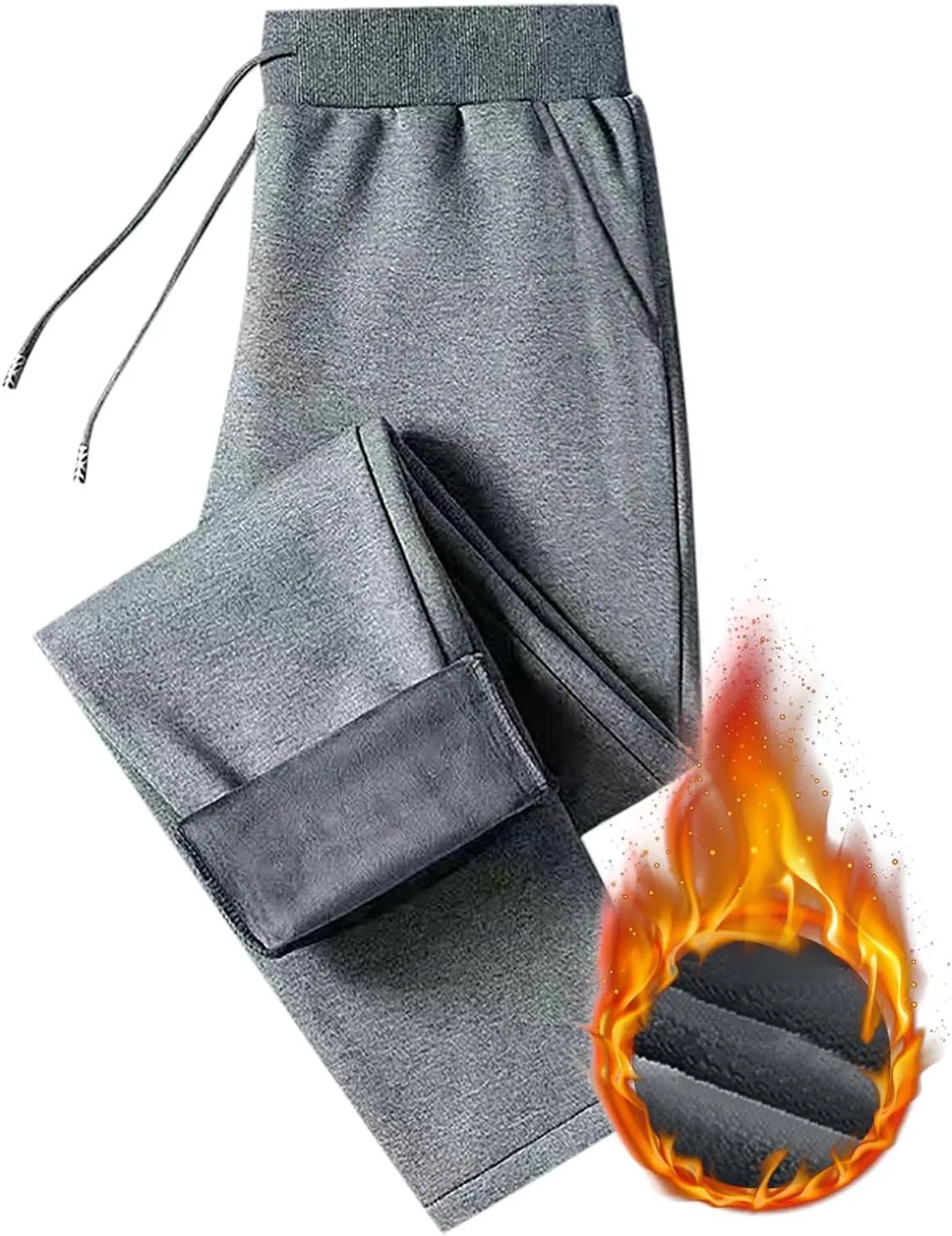 BIFUTON Fleece Lined Pants Men,Men's Winter Fleece Pants Sherpa Lined Sweatpants Drawstring Athletic Jogger Pants with Pocket