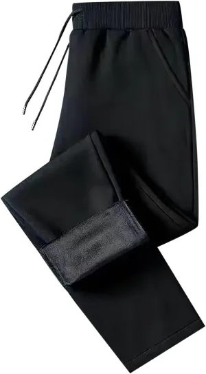 BIFUTON Fleece Lined Pants Men,Men's Winter Fleece Pants Sherpa Lined Sweatpants Drawstring Running Jogger Pants with Pockets