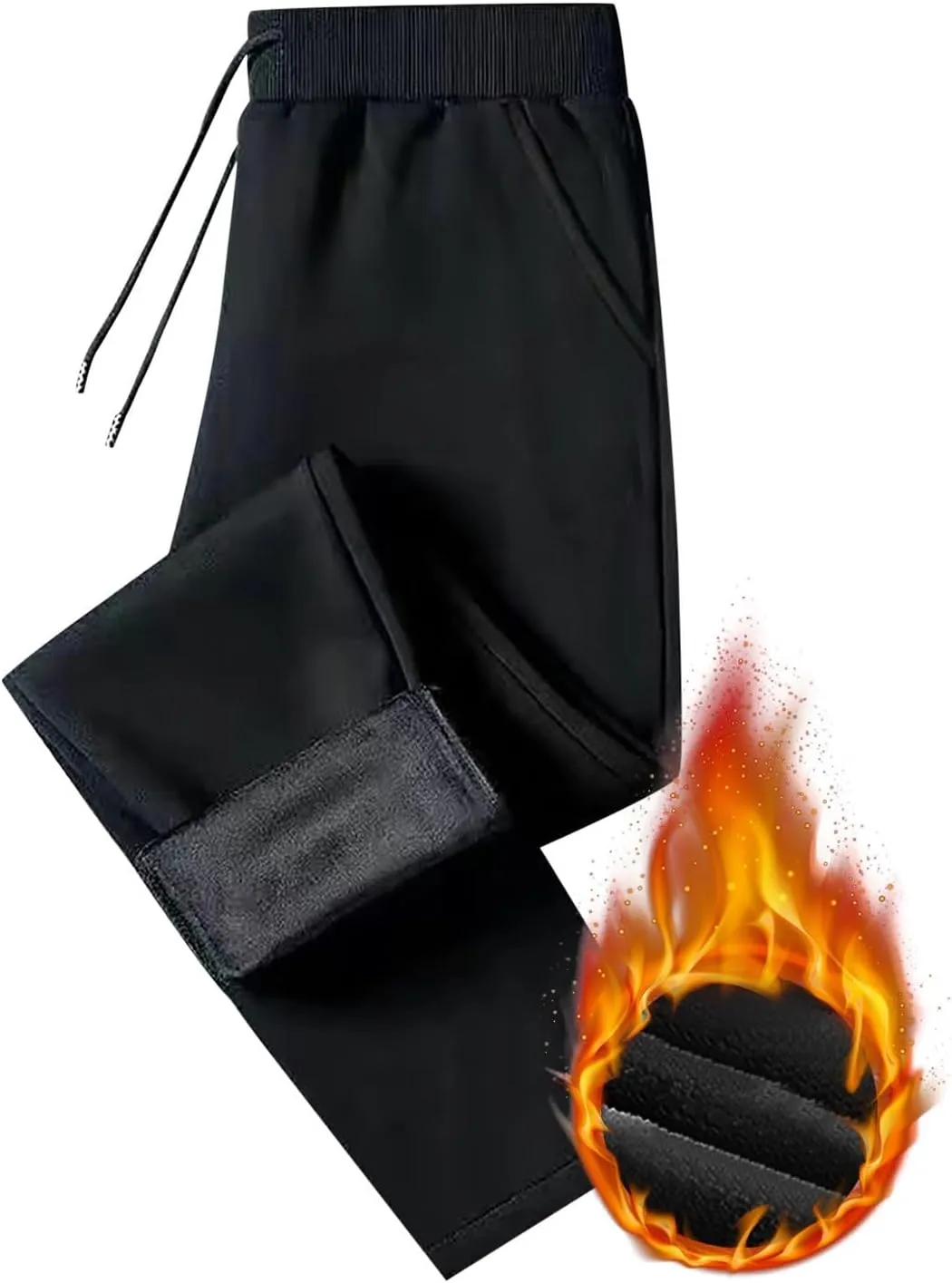 BIFUTON Fleece Lined Pants Men,Men's Winter Fleece Pants Sherpa Lined Sweatpants Drawstring Running Jogger Pants with Pockets