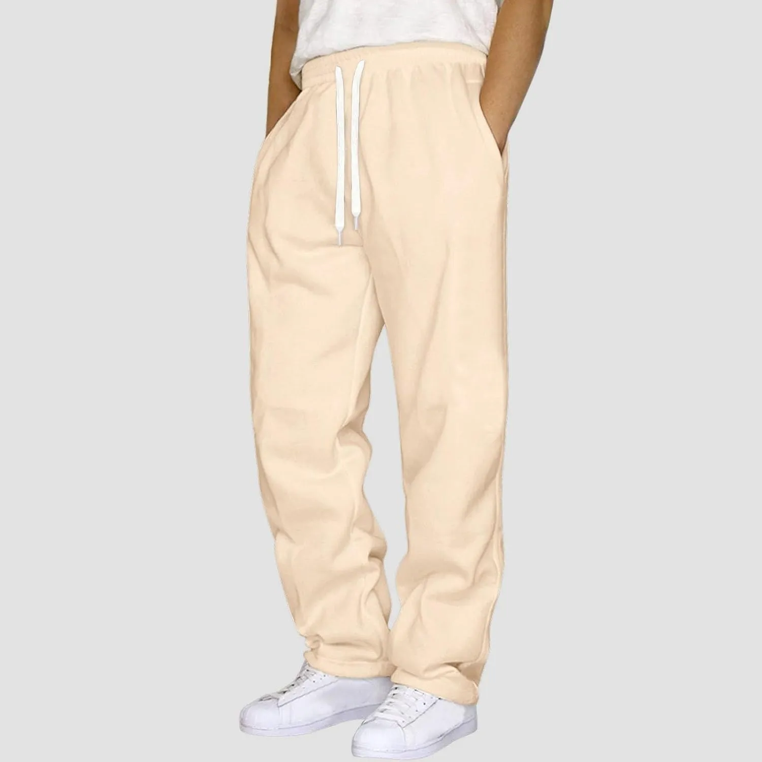 BIFUTON Sweat Pants for Mens Big and Tall Straight Leg Joggers Drawstring Fleece Lined Pants Men Winter Pants Athletic Pants