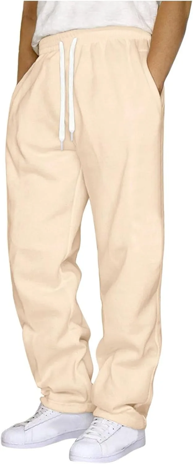 BIFUTON Sweat Pants for Mens Big and Tall Straight Leg Joggers Drawstring Fleece Lined Pants Men Winter Pants Athletic Pants