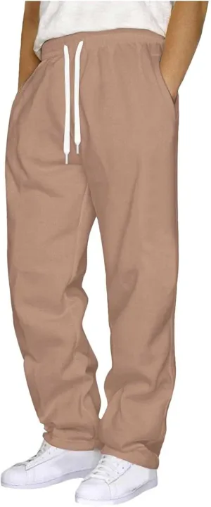 BIFUTON Sweat Pants for Mens Big and Tall Straight Leg Joggers Drawstring Fleece Lined Pants Men Winter Pants Athletic Pants