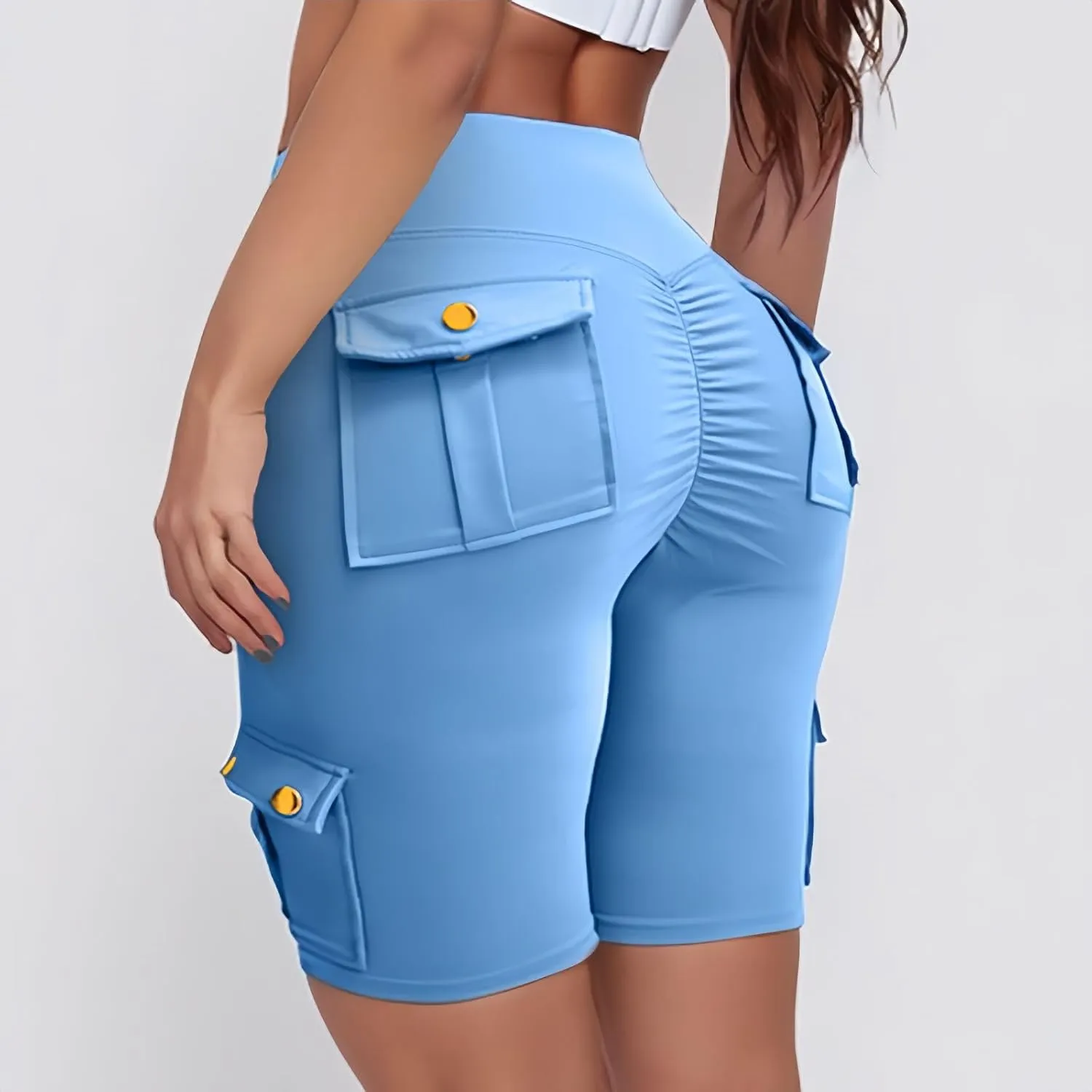 Biker Shorts for Women High Waist Tummy Control Butt Lifting Shorts Gym Workout Bermuda Cargo Shorts