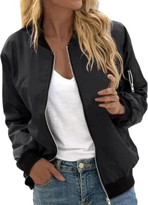 Bomber Jackets for Women 2024 Lightweight Casual Zip Up Stand Collar Coats Jacket Floral Graphic Outwear Fall Outfits