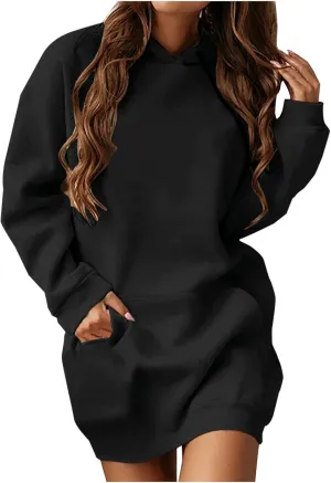 BZGTZT Women's Oversized Hoodie Extra Long Hooded Tunic Sweatshirt With Kangaroo Pockets Pullover Long Sleeve Drawstring Coat