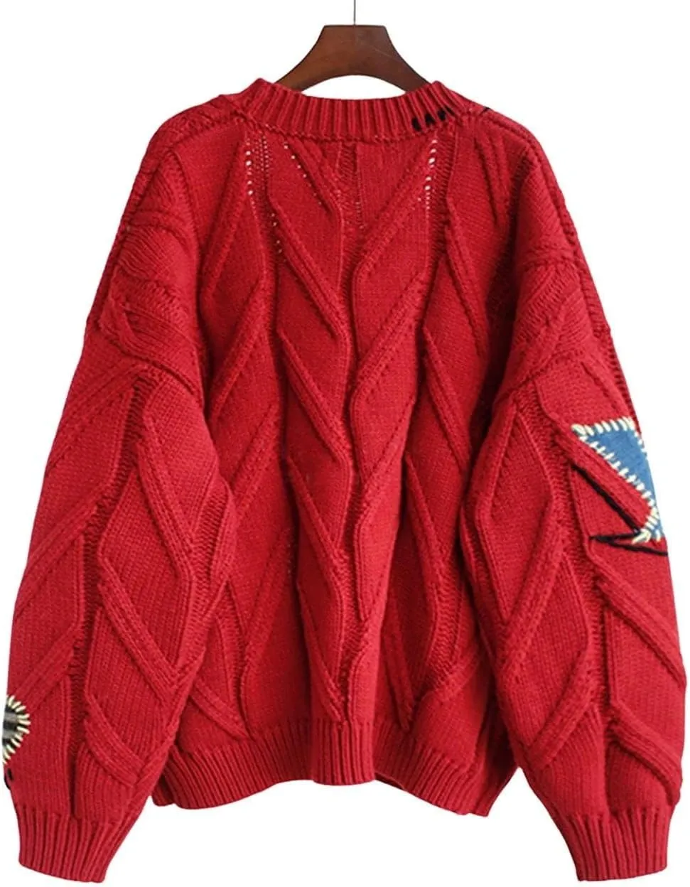 Cable Knit Sweaters for Women 2024 Funny Embroidery Button Down Cardigans Casual Long Sleeve Open Front Coat Jacket
