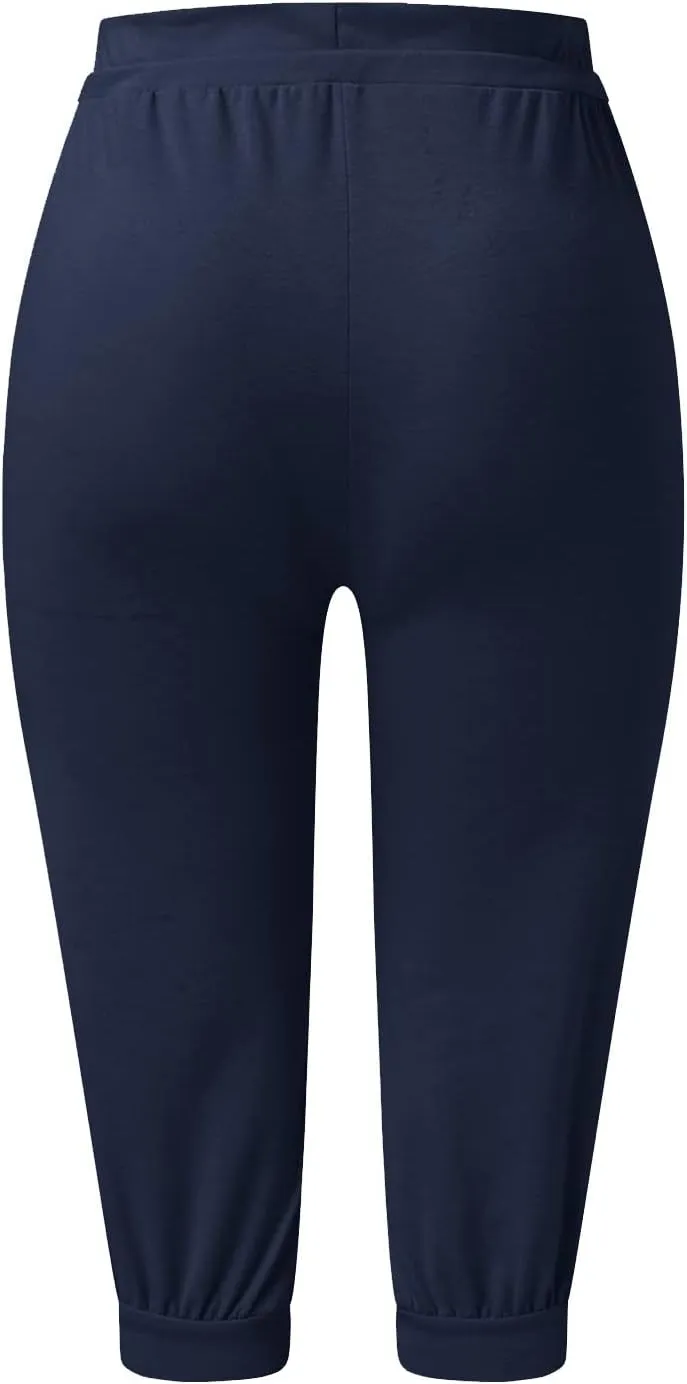 Capri Pants for Women Casual Summer Cropped Soft Lightweight Sweatpants Skinny Athletic Yoga Pants with Pockets