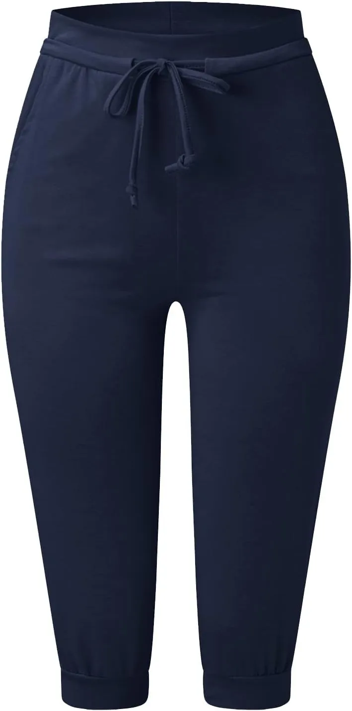 Capri Pants for Women Casual Summer Cropped Soft Lightweight Sweatpants Skinny Athletic Yoga Pants with Pockets