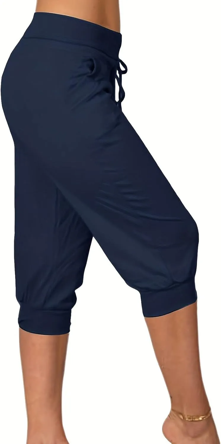 Capri Pants for Women Casual Summer Cropped Soft Lightweight Sweatpants Skinny Athletic Yoga Pants with Pockets