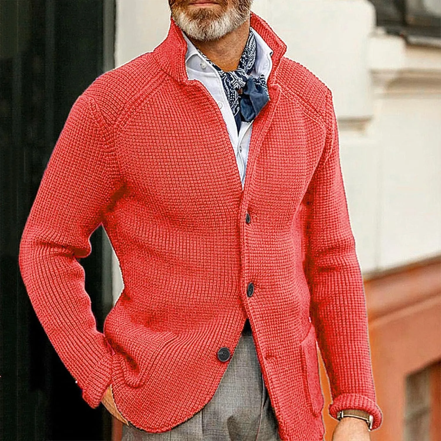 Cardigan Sweaters for Men with Buttons Knit Lapel Oversized Cardigan Thick Warm Casual Winter Cardigan