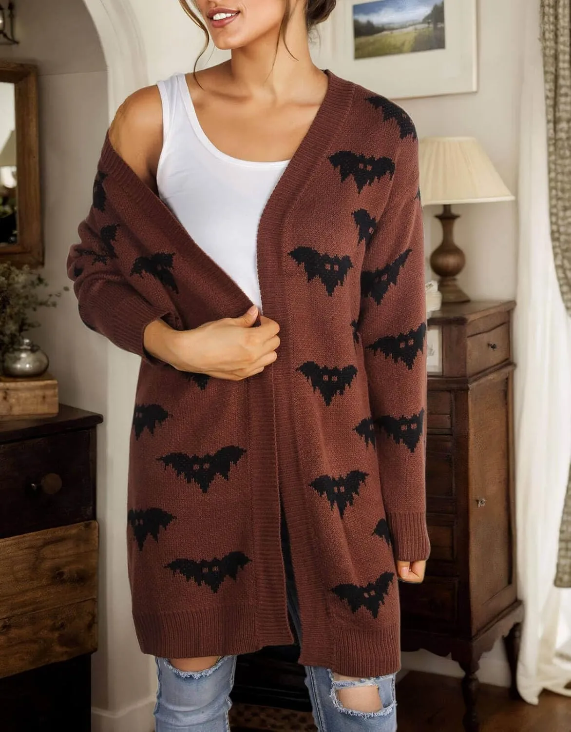 Cardigan Sweaters for Women Cute Loose Open Front Long Sleeve Cardigans Coat Outwear