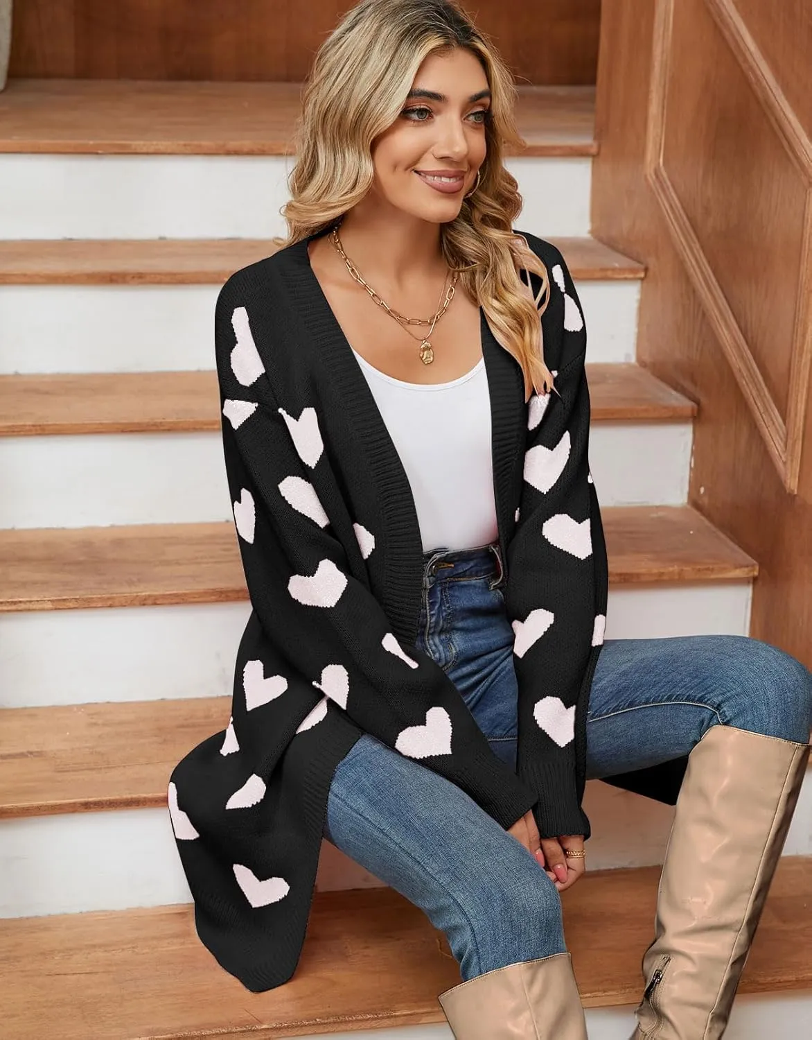 Cardigan Sweaters for Women Cute Loose Open Front Long Sleeve Cardigans Coat Outwear