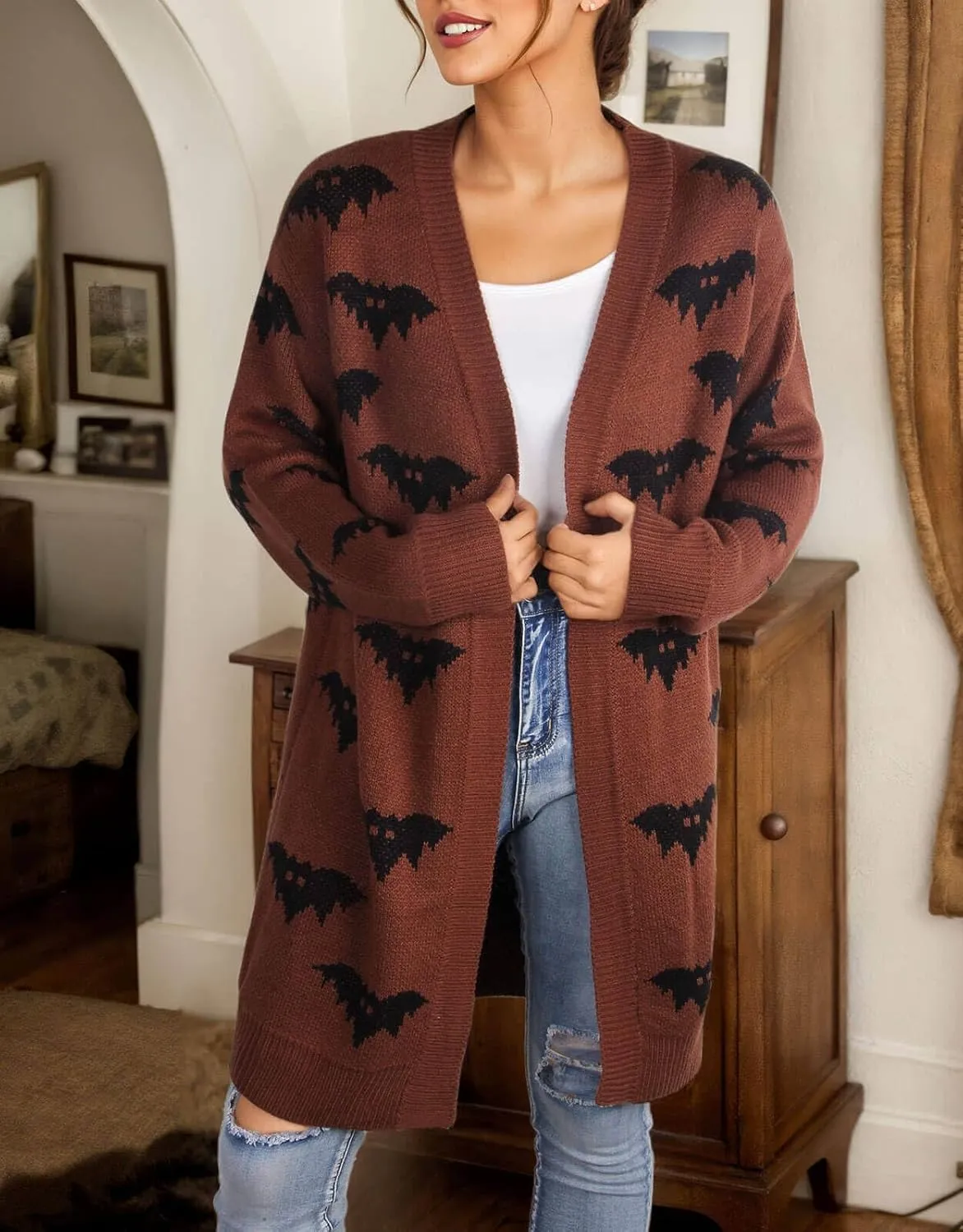 Cardigan Sweaters for Women Cute Loose Open Front Long Sleeve Cardigans Coat Outwear