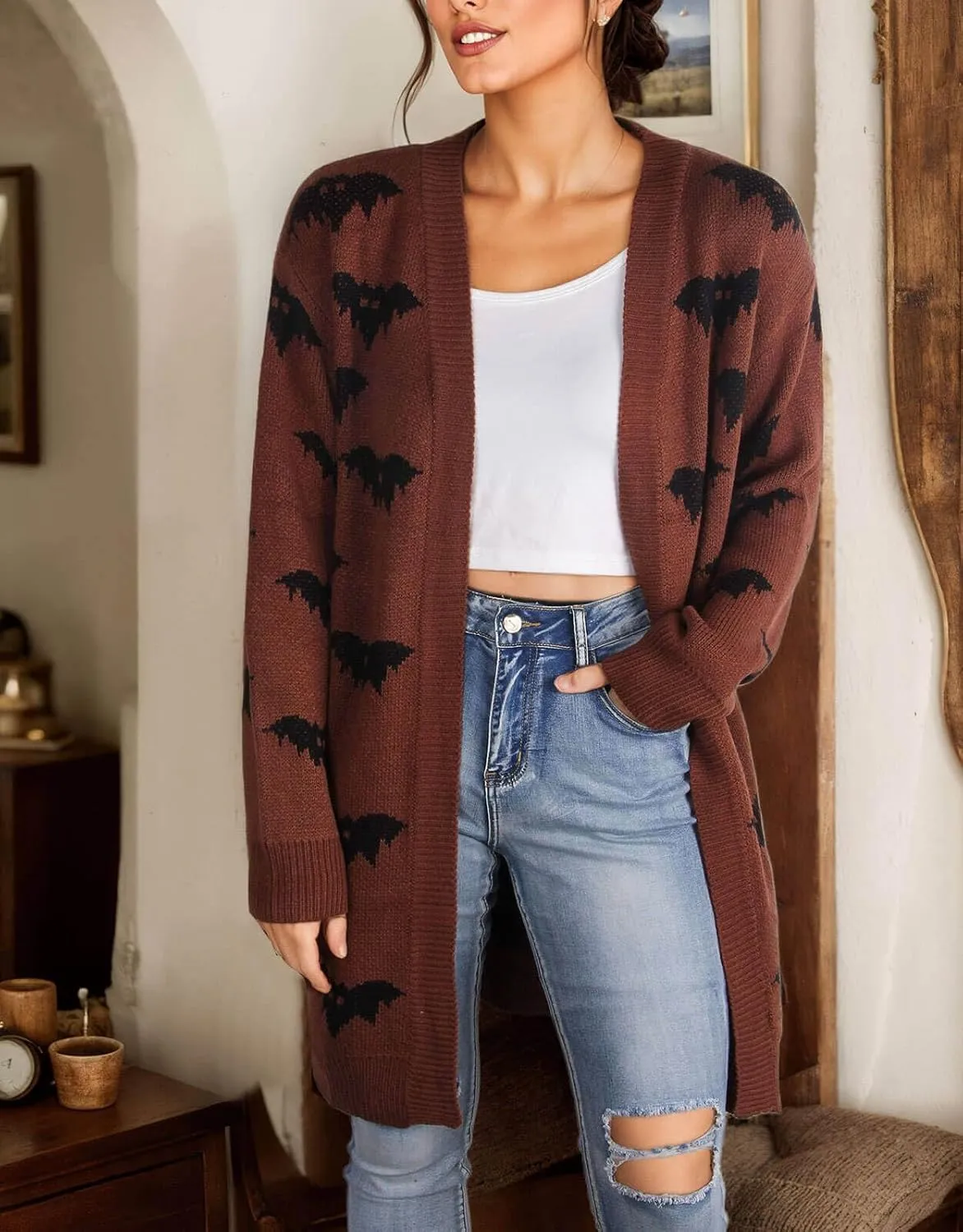 Cardigan Sweaters for Women Cute Loose Open Front Long Sleeve Cardigans Coat Outwear