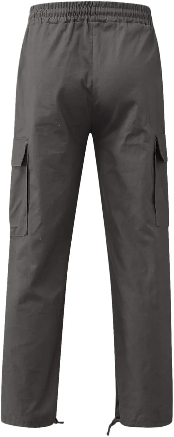 Cargo Pants for Men Big and Tall Sweatpants Workout Sports Pant Men's Cargo Pants Elastic Waist Joggers Solid Casual