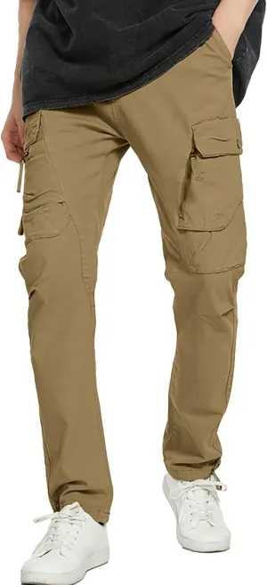 Cargo Pants for Men Joggers Casual Elastic Waist Tapered Cargo Pants Athletic Hiking Workout Joggers Sweatpants