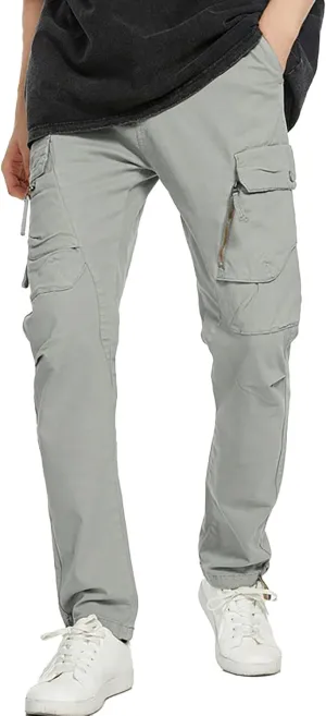 Cargo Pants for Men Joggers Casual Elastic Waist Tapered Cargo Pants Athletic Hiking Workout Joggers Sweatpants