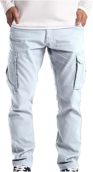 Cargo Pants for Men Lounge Baggy Straight Wide Leg Stretch Slacks Athletic Jogging Sweatpants with Pockets
