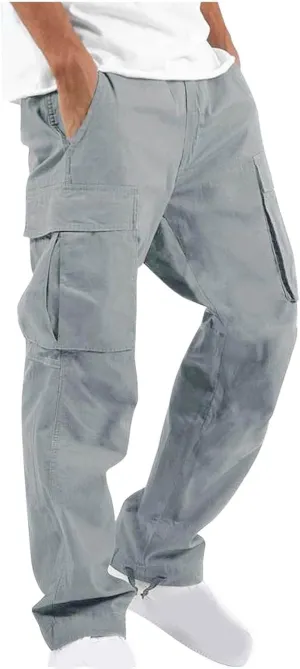 Cargo Pants for Men Stretch Casual Joggers Athletic Pants Cotton Loose Baggy Tactical Pants Straight Leg Sweatpants