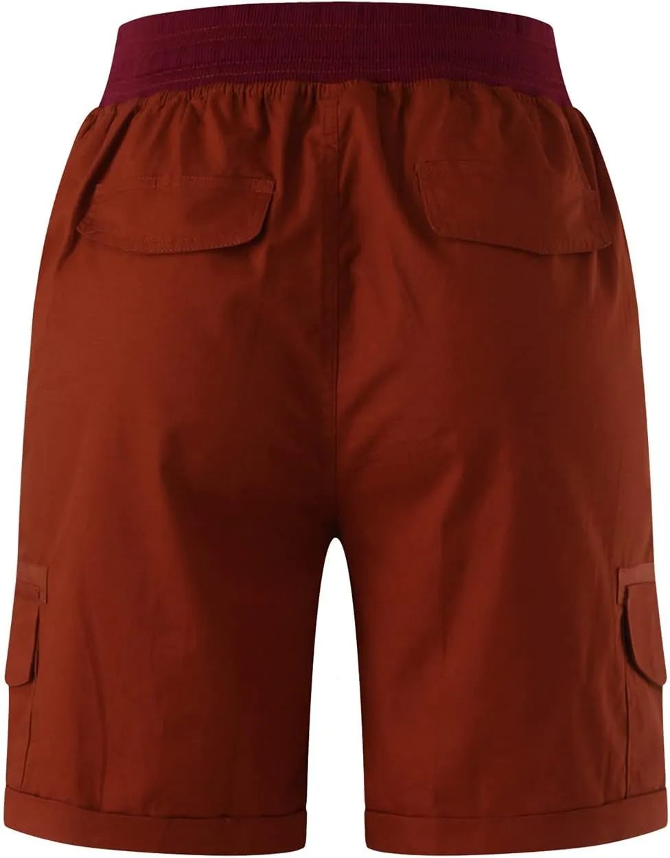 Cargo Shorts for Women Casual Summer High Waisted Chino Shorts Ribbed Elastic Waist Comfy Shorts 2024 Trendy