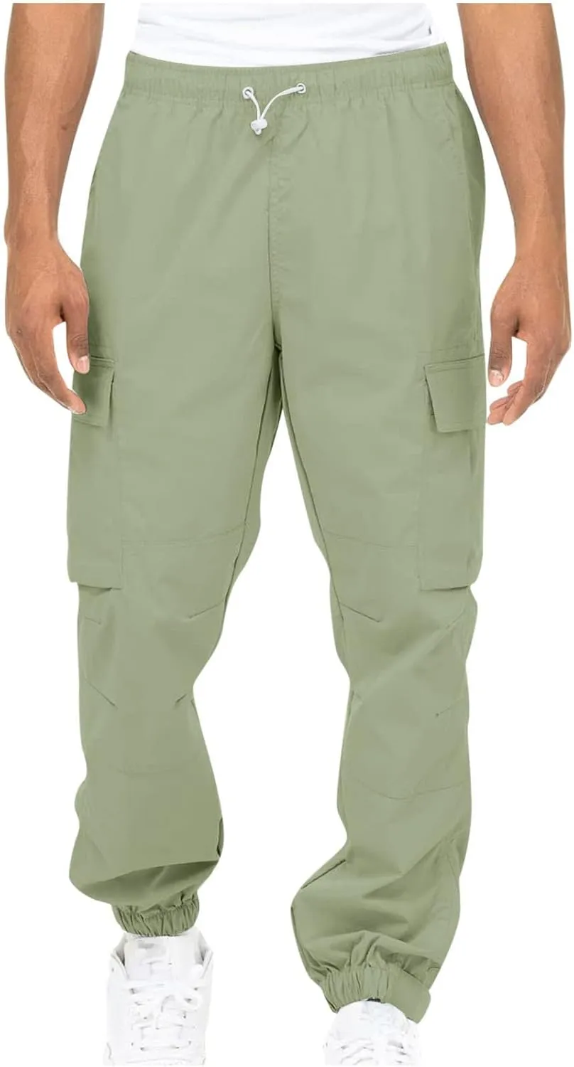 Cargo Trousers for Men Fleece Cargo Sweatpants Relax Fit Bungee Cord Open Bottom Mens Jogger Sweatpants Men's Slim
