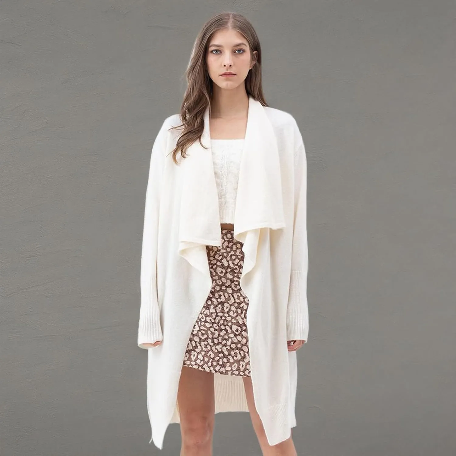 CHICWISH Women's Open Front Waterfall Longline Knit Cardigan Coatigan Light Jacket