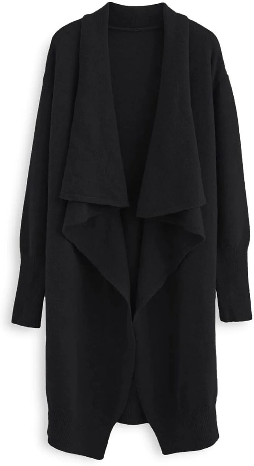 CHICWISH Women's Open Front Waterfall Longline Knit Cardigan Coatigan Light Jacket