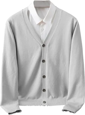 Classic V Neck Cardigans Sweaters for Men Casual Lightweight Button Down Knitted Sweater Tops Stretch Cardigan Jacket