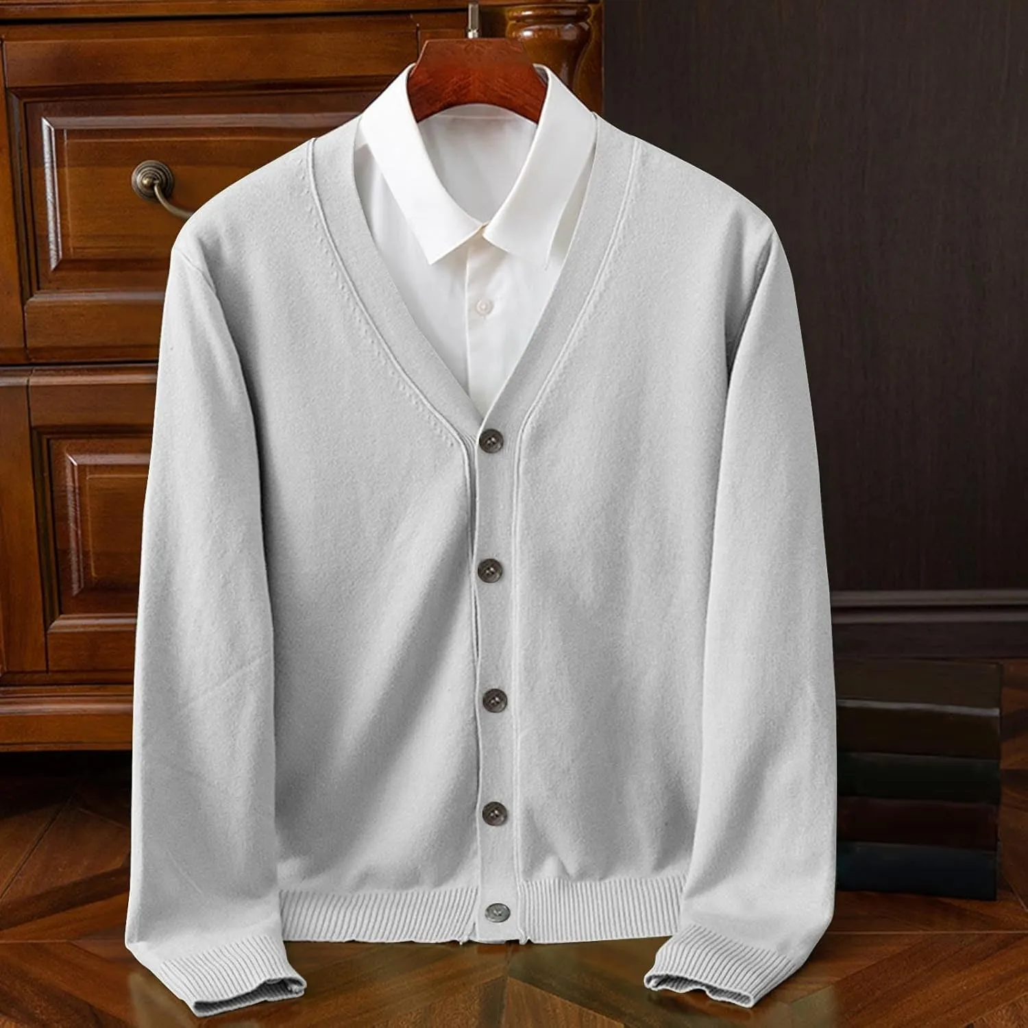 Classic V Neck Cardigans Sweaters for Men Casual Lightweight Button Down Knitted Sweater Tops Stretch Cardigan Jacket
