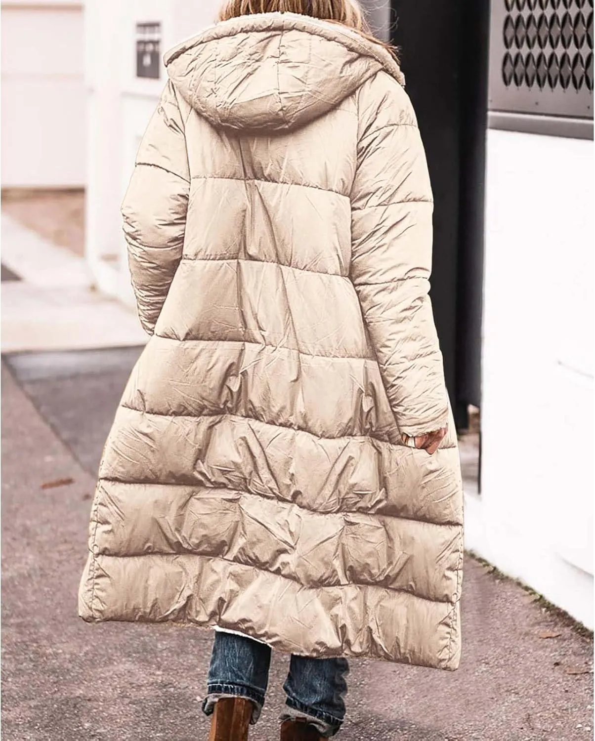 Coat Parka Jacket Xs-Xxl Fleece Lined Long Sleeve Outwear Full Zipper Solid Coat Winter Warm Women Long Quilted Coat