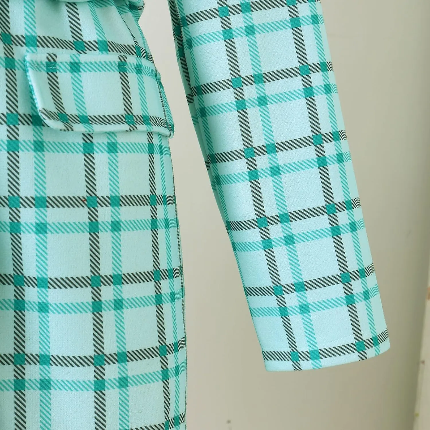 cooki Winter Coats for Women 2024 Women's Plaid Print Wool Blend Pea Coat Casual Lace Up Trench Coat Jacket with Belt