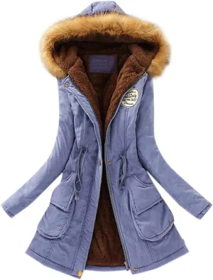 cooki Winter Coats for Women Fleece Lined Puffer Coat Women Long Down Coat Warm Thicken Parka Coat with Faux Fur Hooded Coat