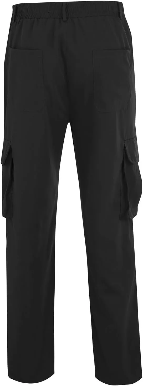 CRNTCEM Mens Casual Straight Cargo Pants Lightweight Elastic Waisted Workout Work Sweatpants Cozy Military Tactical Trousers