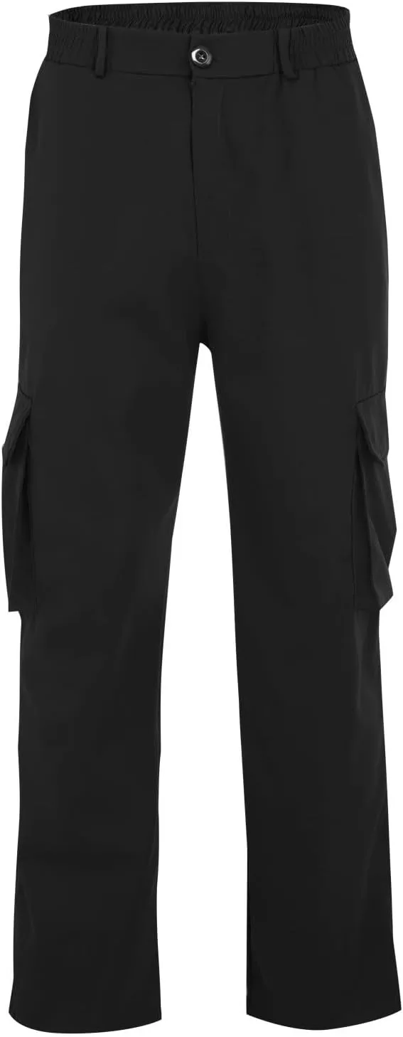 CRNTCEM Mens Casual Straight Cargo Pants Lightweight Elastic Waisted Workout Work Sweatpants Cozy Military Tactical Trousers