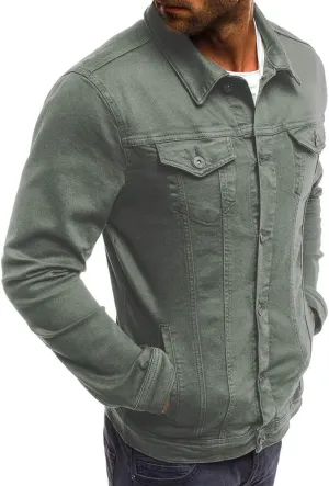 CRNTCEM Mens Denim Jacket Long Sleeve Button Down Jackets Distressed Jean Jackets Trucker Jacket Fall Casual Coat