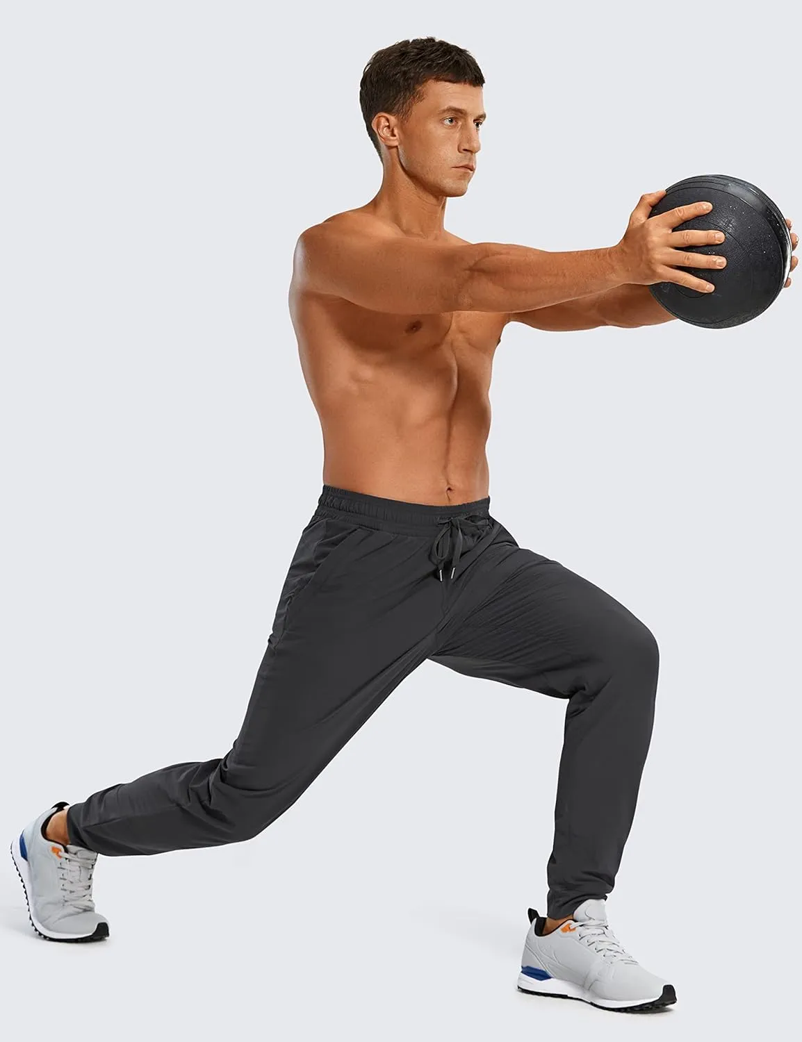 CRZ YOGA Athletic Joggers for Men Lightweight Water Resistant Outdoor Workout Pants with Zip Pockets