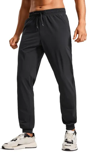 CRZ YOGA Athletic Joggers for Men Lightweight Water Resistant Outdoor Workout Pants with Zip Pockets