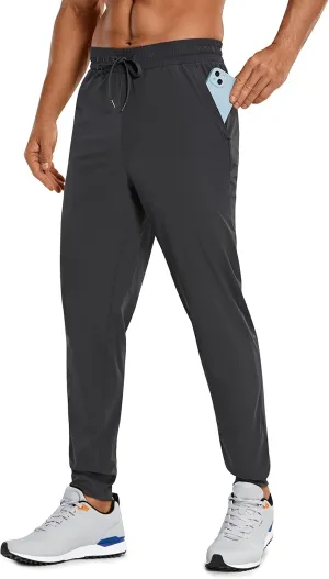 CRZ YOGA Athletic Joggers for Men Lightweight Water Resistant Outdoor Workout Pants with Zip Pockets
