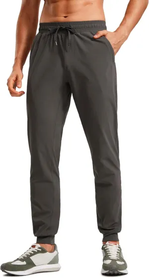 CRZ YOGA Athletic Joggers for Men Lightweight Water Resistant Outdoor Workout Pants with Zip Pockets