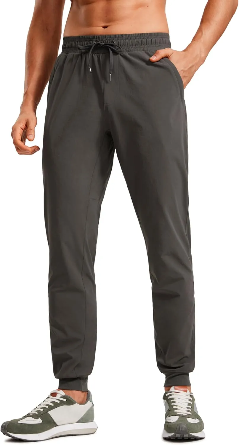 CRZ YOGA Athletic Joggers for Men Lightweight Water Resistant Outdoor Workout Pants with Zip Pockets