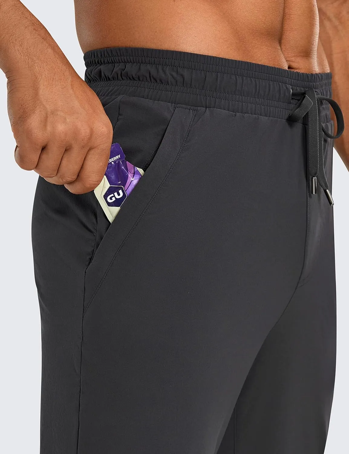 CRZ YOGA Athletic Joggers for Men Lightweight Water Resistant Outdoor Workout Pants with Zip Pockets