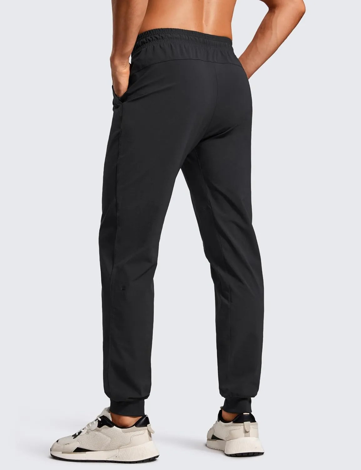 CRZ YOGA Athletic Joggers for Men Lightweight Water Resistant Outdoor Workout Pants with Zip Pockets