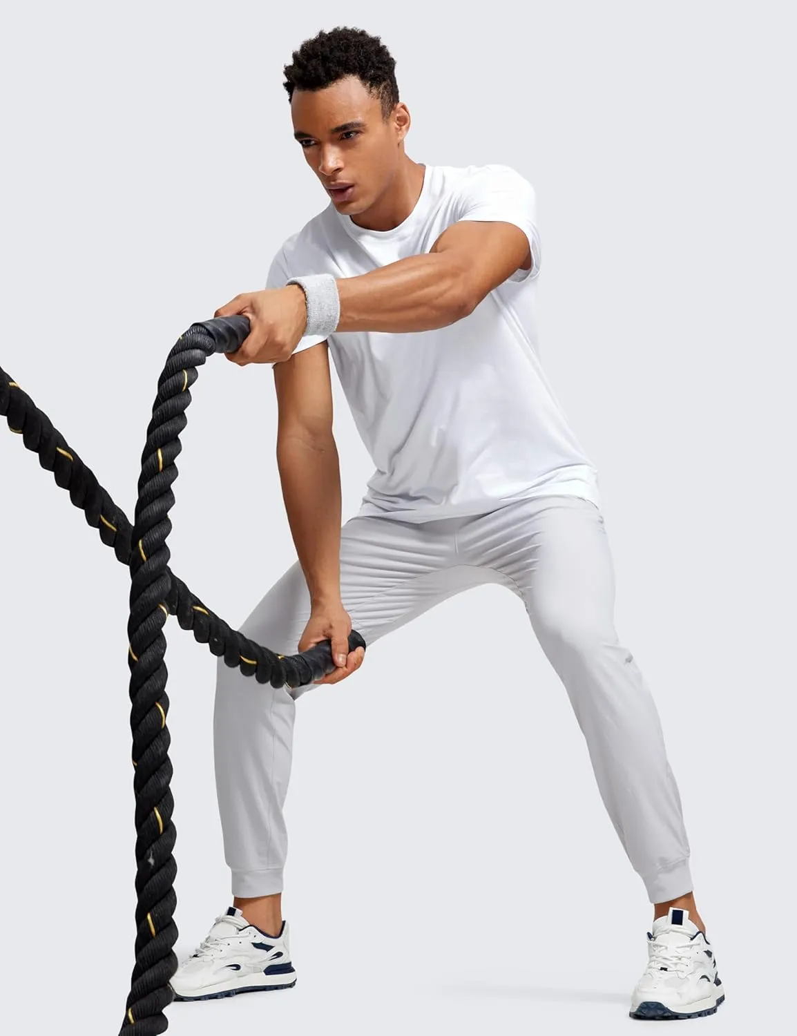 CRZ YOGA Athletic Joggers for Men Lightweight Water Resistant Outdoor Workout Pants with Zip Pockets