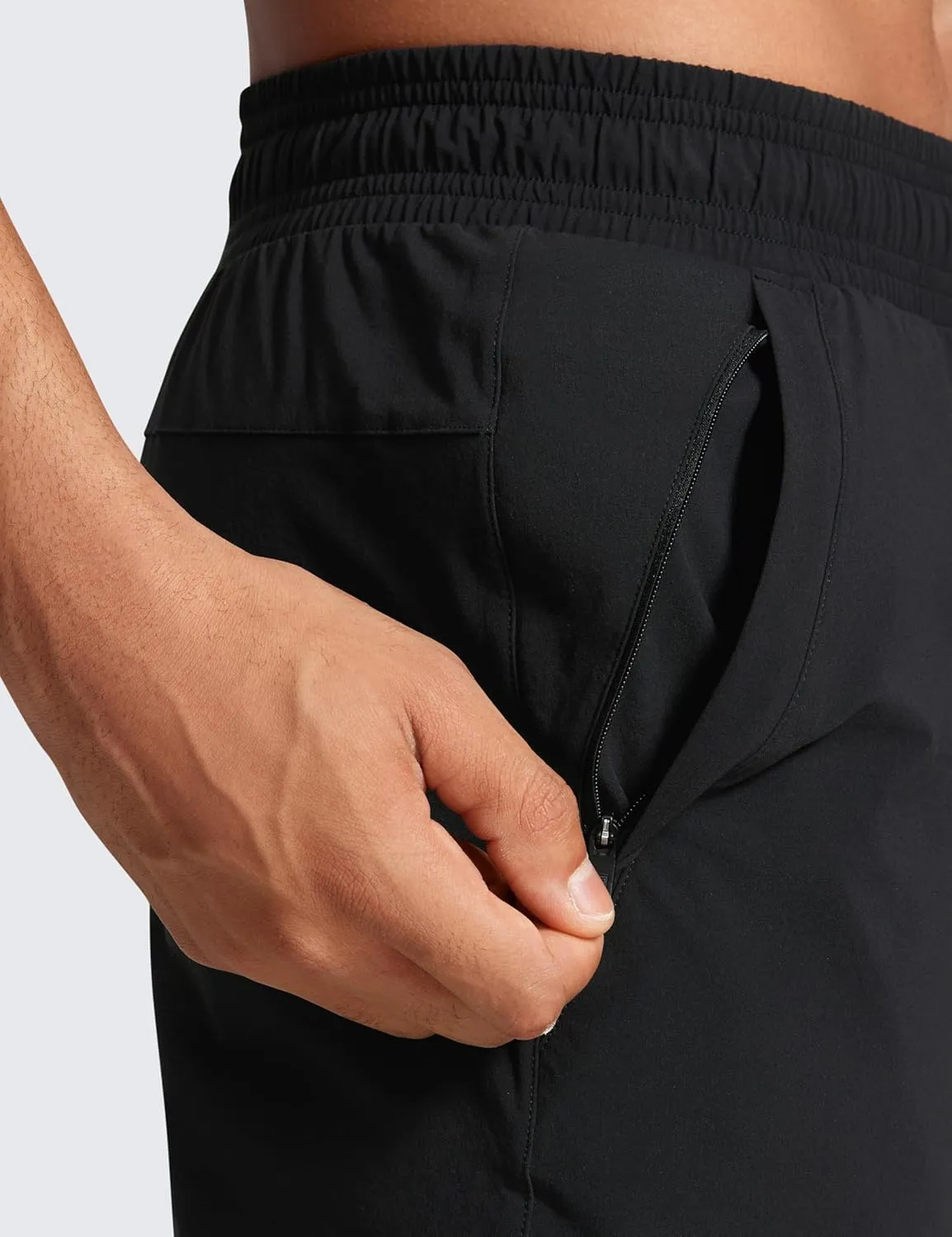 CRZ YOGA Athletic Joggers for Men Lightweight Water Resistant Outdoor Workout Pants with Zip Pockets