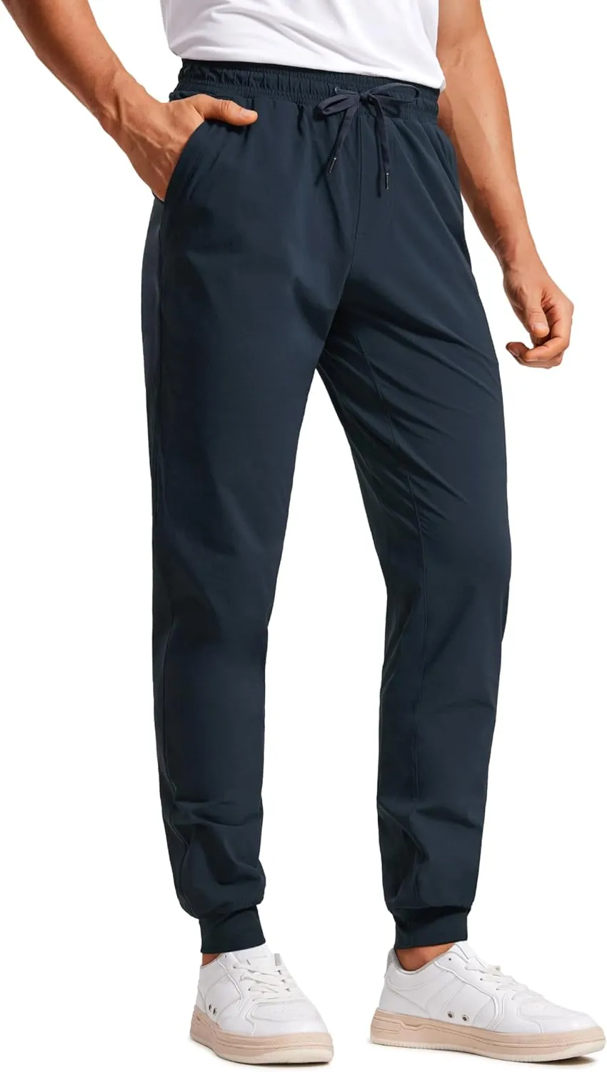 CRZ YOGA Athletic Joggers for Men Lightweight Water Resistant Outdoor Workout Pants with Zip Pockets